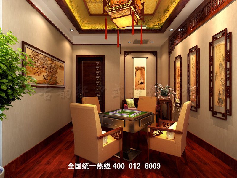 会所棋牌室中式装修效果图
