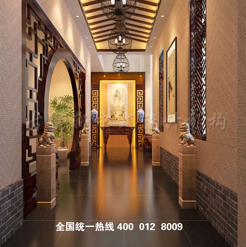 中式休闲会所-门厅装修效果图
