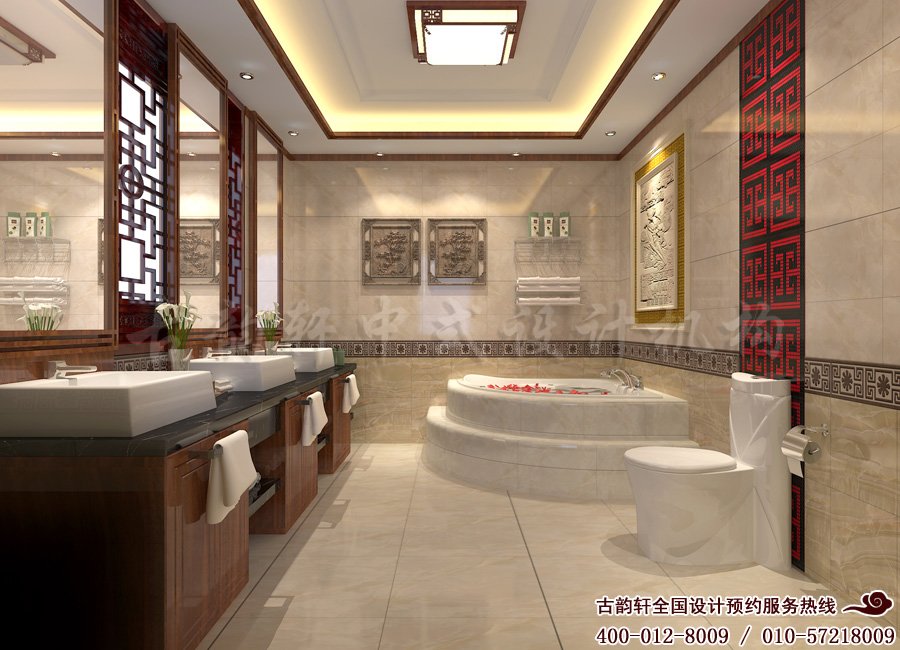 中式会所二层卫生间装修效果图