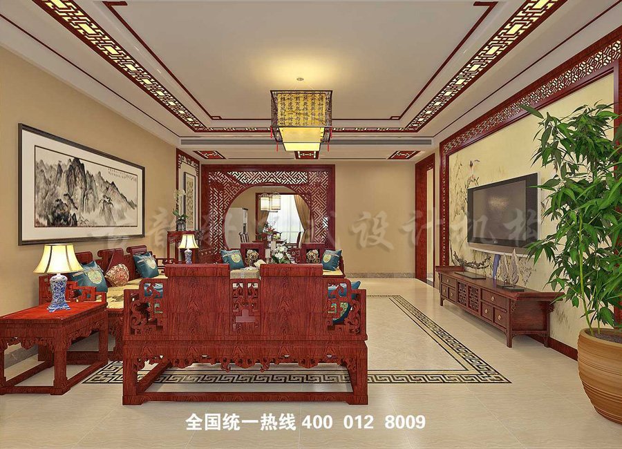 简约中式家装客厅装修效果图