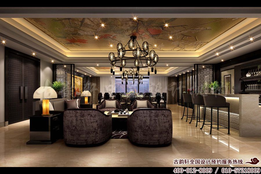 新中式人会所装修效果图