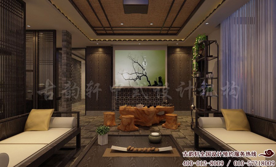 现代中式风格茶会所设计效果图