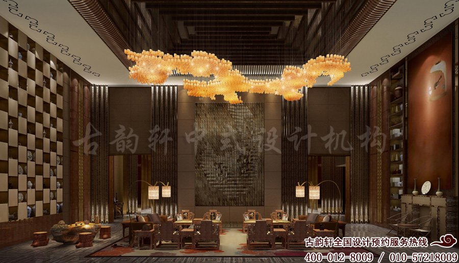 现代中式风格_高档会所装修效果图