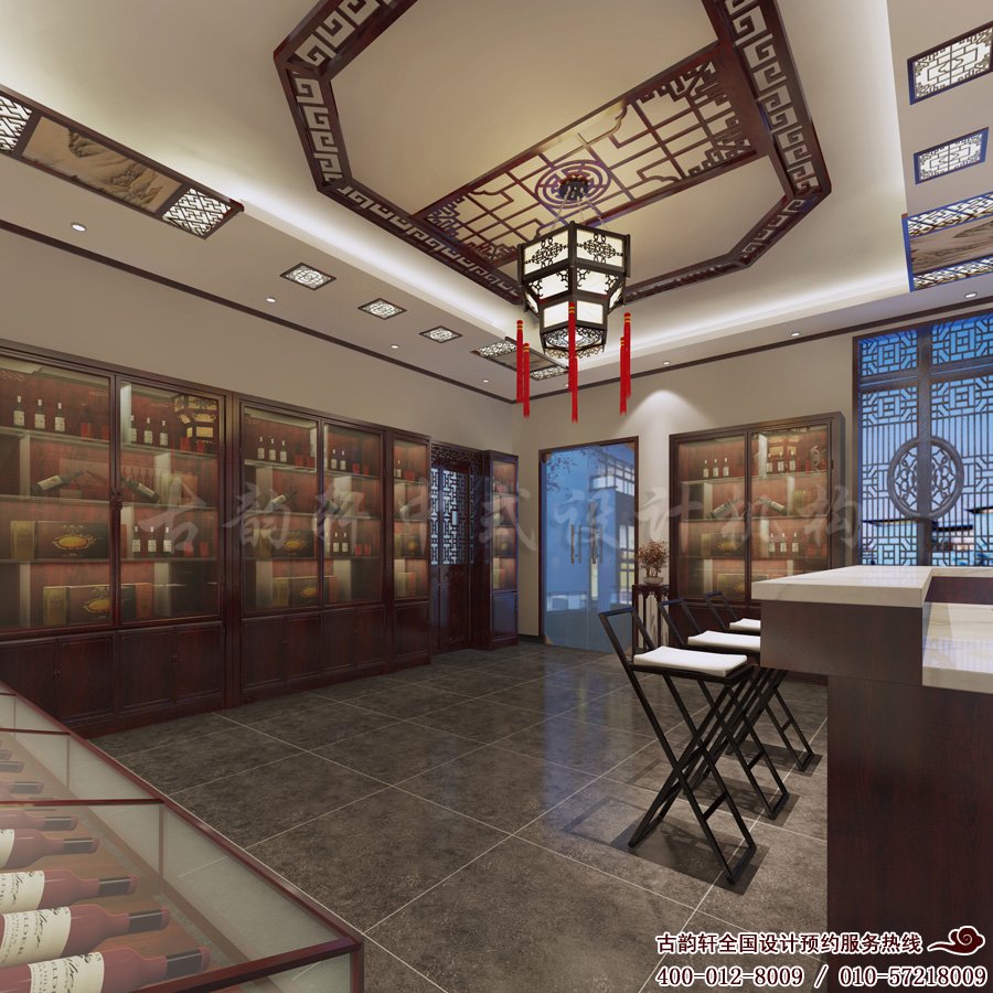 门头沟中式风格会所红酒展示区2装修效果图